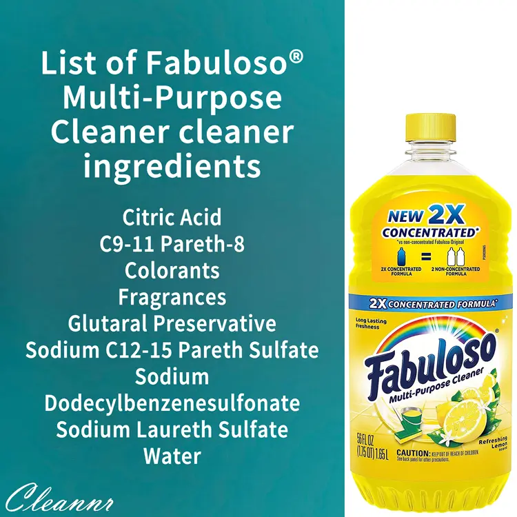 The list of Fabuloso ingredients